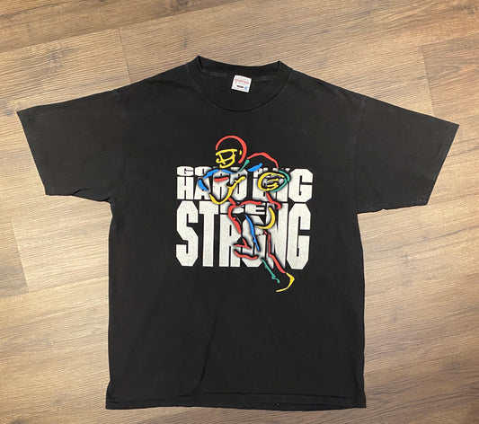 Go Hard, Play Big, Strong Football Graphic Tee | Size XL | Vintage 1990s Single Stitch Football Black T-Shirt | Free Shipping to USA |