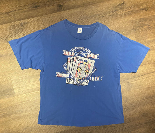 Chicago Cubs Wild Card Game 1998 Graphic Tee | Size XXL | Vintage 1990s Single Stitch Blue T-Shirt | Logo 7 Tag | Free Shipping to USA |