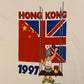 Hong Kong England 1997 Graphic Tee | Size Large | Vintage 1990s Single Stitch China White T-Shirt  |