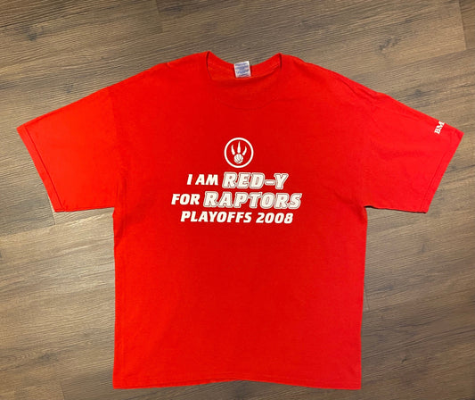 Toronto Raptors Playoffs 2008 Graphic Tee | Size XL | Vintage 2000s NBA Basketball Red T-Shirt | Toronto, Ontario | Free Shipping to USA |