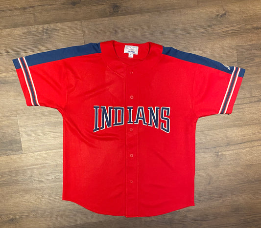 Cleveland Indians Starter Baseball Jersey | Size XL | Vintage 1990s Red Button Down Baseball Jersey | Free Shipping to USA |