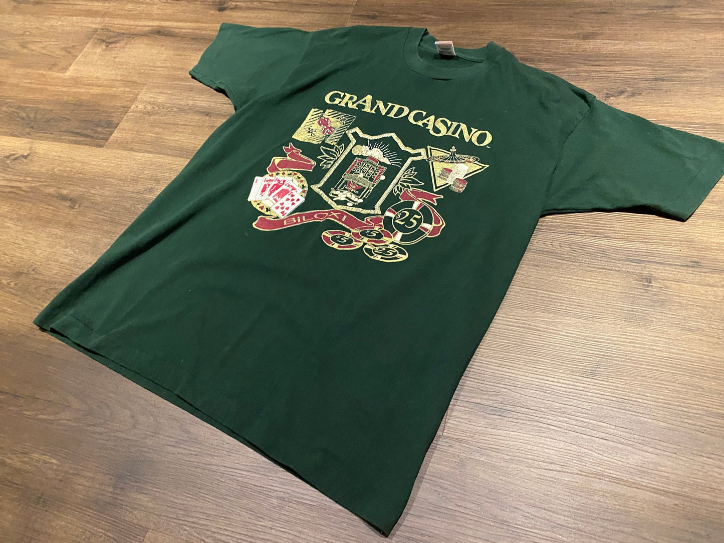 Grand Casino Biloxi, Mississippi Graphic Tee | Size XL | Vintage 1990s Single Stitch Green T-Shirt | Made in USA | Free Shipping to USA |