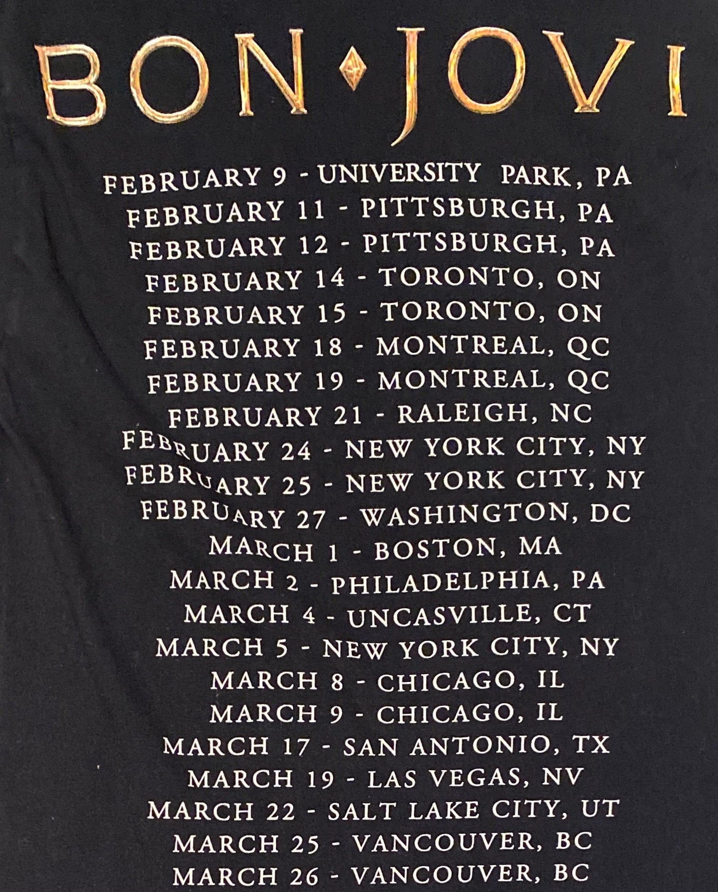 Bon Jovi Live 2011 Tour Graphic Tee | Size Small | Vintage 2000s Rock Black T-Shirt | Hanes Heavyweight Tag | Free Shipping to USA |