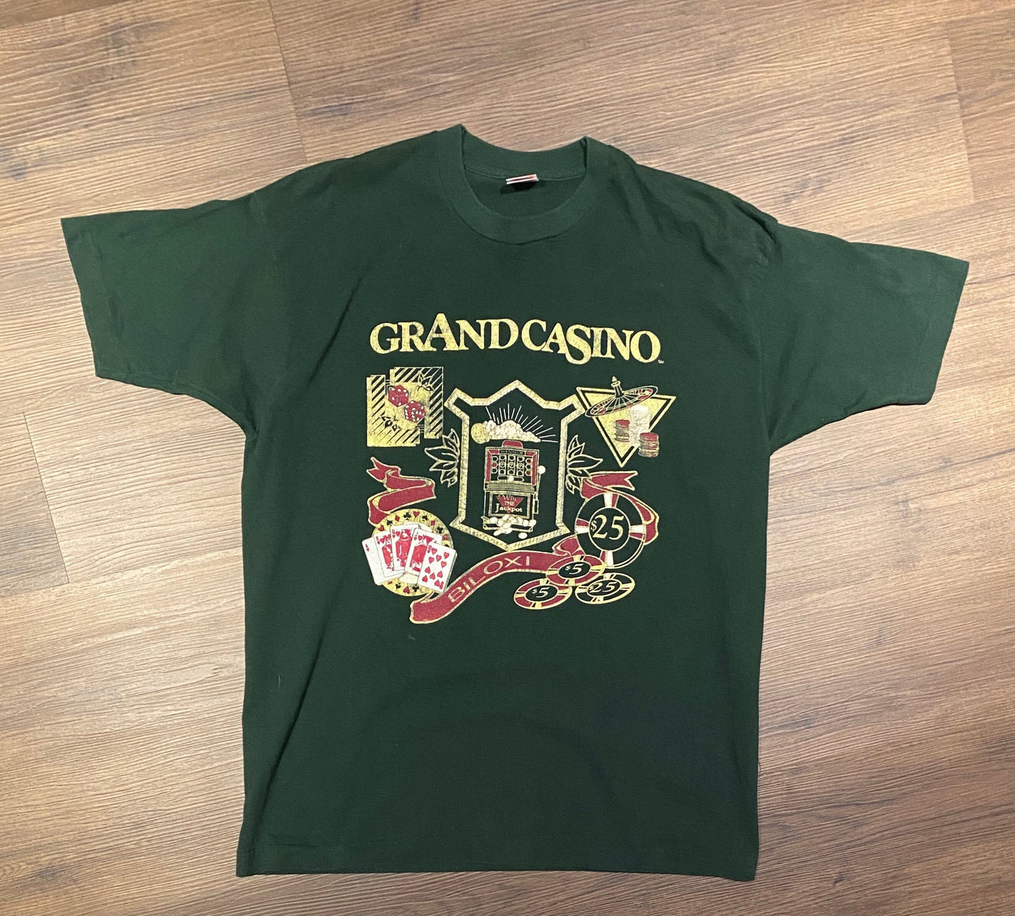 Grand Casino Biloxi, Mississippi Graphic Tee | Size XL | Vintage 1990s Single Stitch Green T-Shirt | Made in USA | Free Shipping to USA |