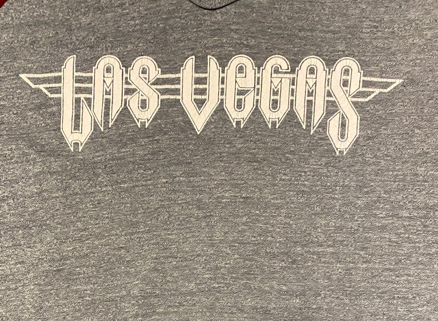 Las Vegas Graphic Tee | Size Large | Vintage 1980s Single Stitch Grey T-Shirt | Collegiate Pacific Made in USA | Free Shipping to USA |