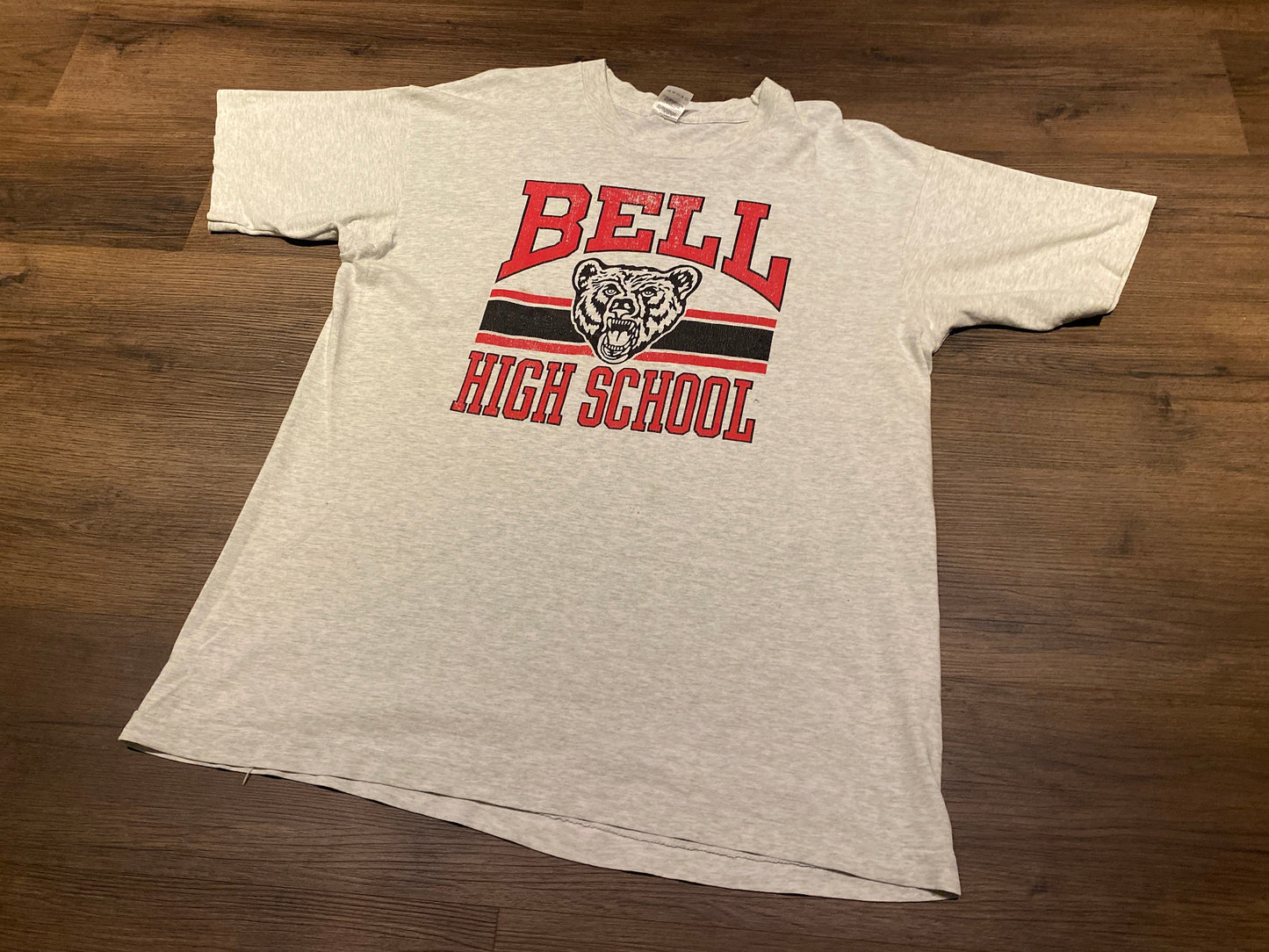 Bell Bruins High School Graphic Tee | Size Large | Vintage 1990s Grey Single Stitch T-Shirt | Ottawa, Canada | Free Shipping to USA |