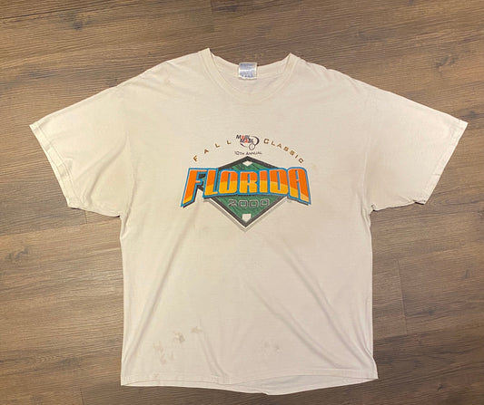 Men's Senior Baseball League Fall Classic Florida Graphic Tee | Size XL | Vintage 2000s White Baseball T-Shirt | Free Shipping to USA |