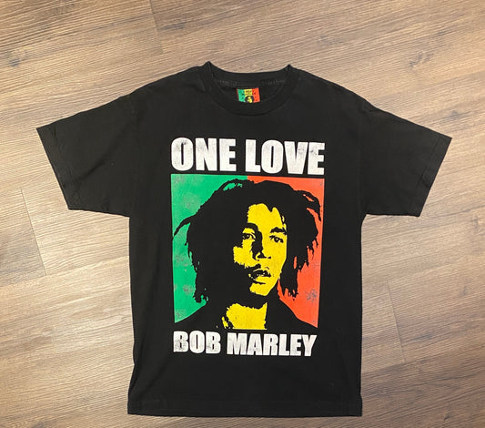 Bob Marley One Love Graphic Tee | Size Medium | Vintage 2000s Reggae Music Black T-Shirt | Jamaica Flag Graphic | Free Shipping to USA |