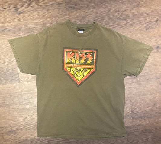 Kiss Army Graphic Tee | Size XL | Vintage 2000s Rock Band Green T-Shirt | Winterland Tag, Classic Rock | |Free Shipping to USA |