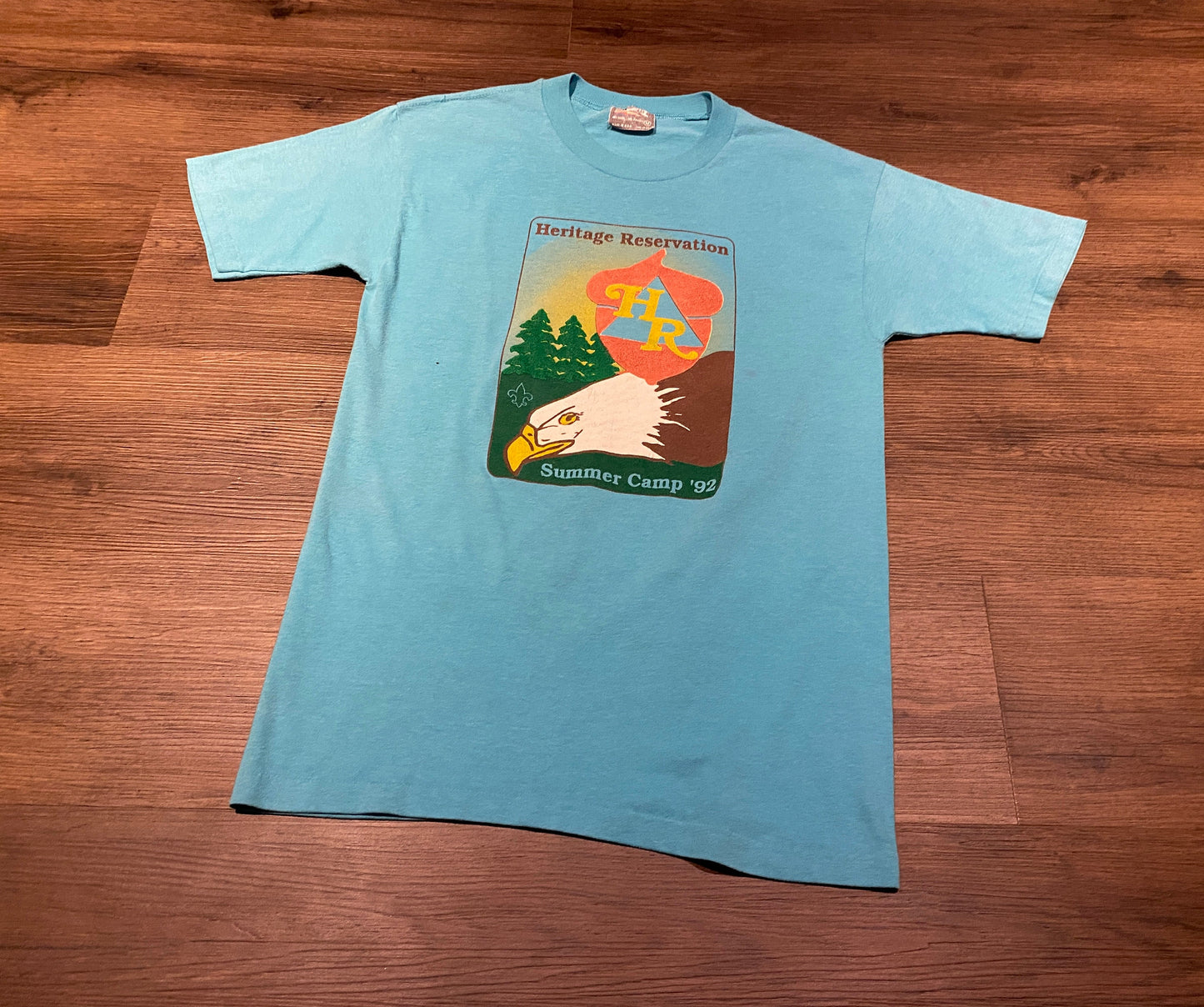 Heritage Reservation Summer Camp 1992 Graphic Tee | Size Medium | Vintage 1990s Single Stitch Blue T-Shirt | Free Shipping to USA |