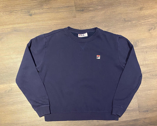 FILA Embroidered Crewneck | Size X-Large | Vintage 1990s Branded Patch Blue Sweater | Free Shipping to USA |