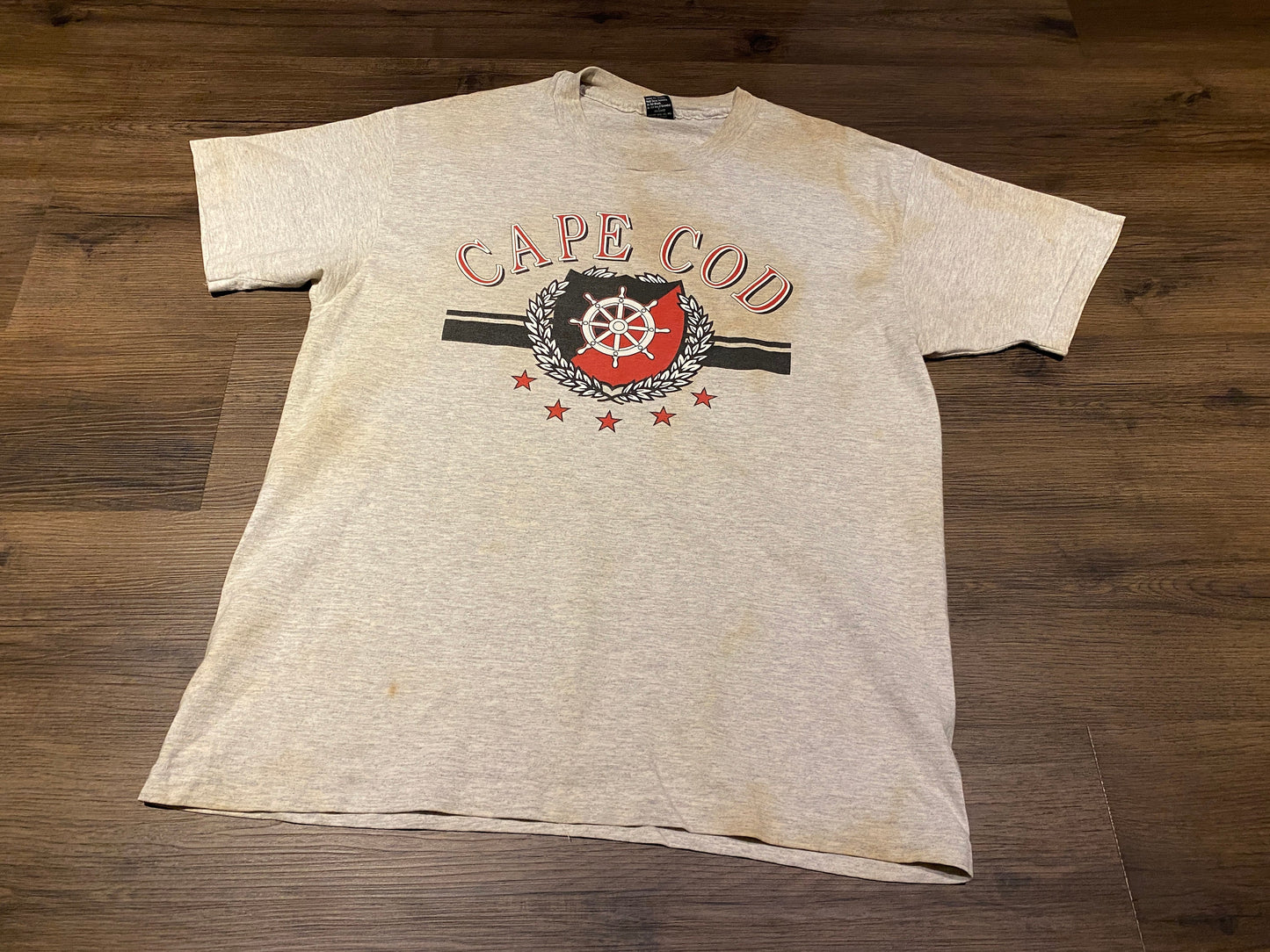 Cape Cod Sailing Graphic Tee | Size XL | Vintage 1990s Tourist Single Stitch Grey T-Shirt | Made in USA | Free Shipping to USA |