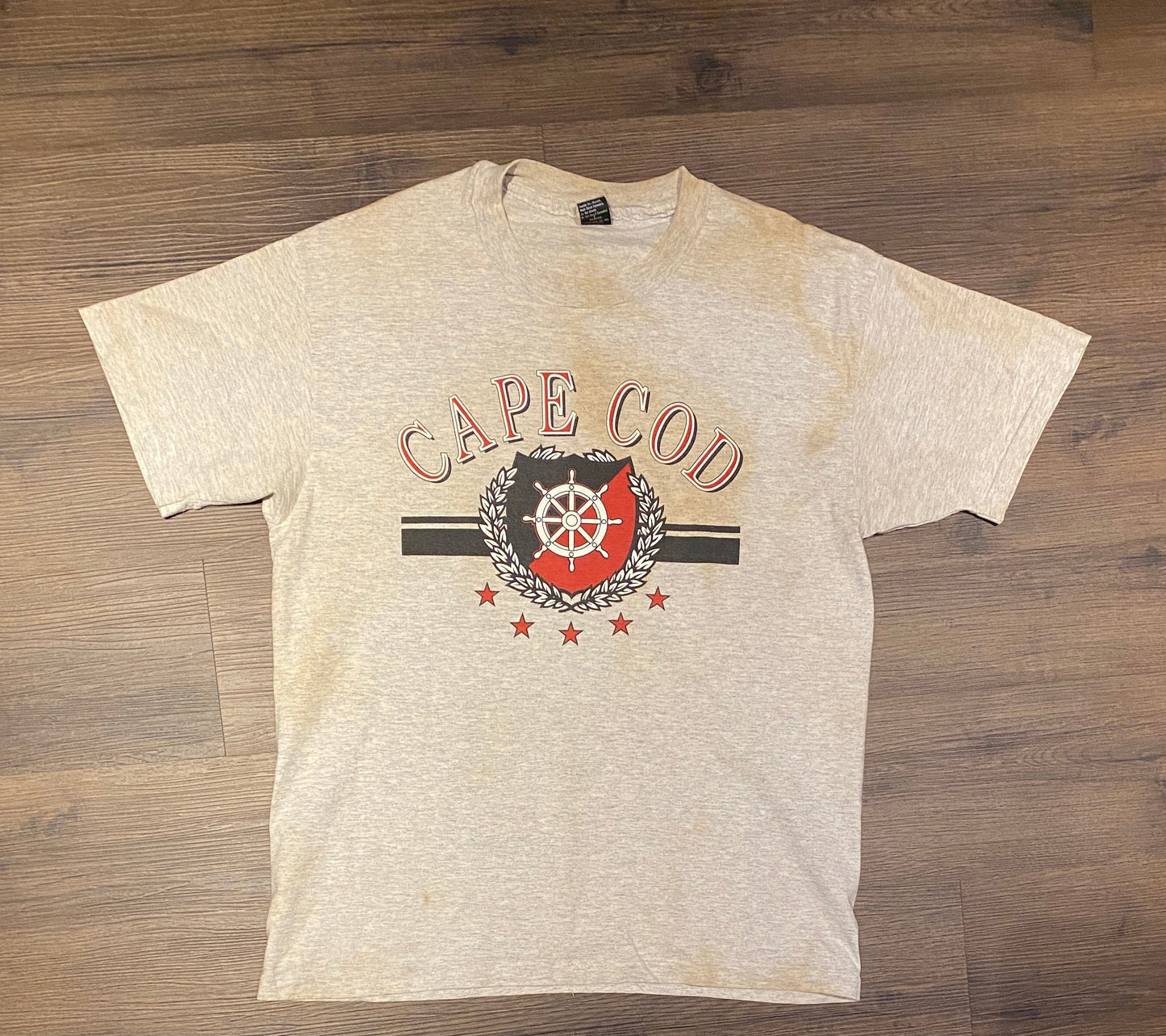 Cape Cod Sailing Graphic Tee | Size XL | Vintage 1990s Tourist Single Stitch Grey T-Shirt | Made in USA | Free Shipping to USA |