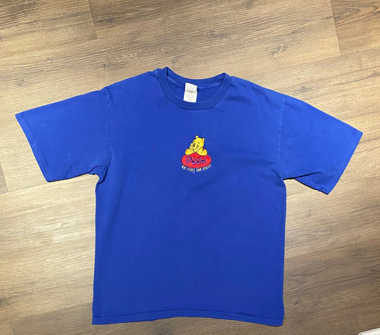 Winnie The Pooh Oh! Fluff And Stuff! Embroidered Graphic Tee | Size XL | Vintage 1990s Cartoon Blue T-Shirt | Free Shipping to USA |