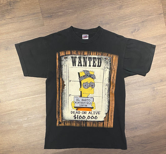 Bart Simpson Wanted Dead Or Alive Graphic Tee | Size Medium | Vintage 2000s Animated TV Series | The Simpsons | Free Shipping to USA |