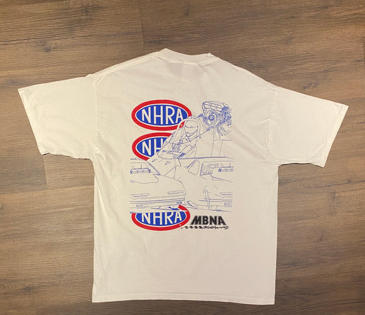 NHRA MBNA Motorsports Racing Graphic Tee | Size XL | Vintage 2000s Retro Racing Blue & White T-Shirt | Free Shipping to America |