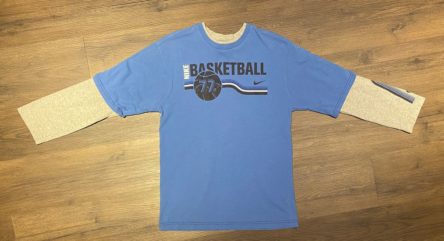 Nike Basketball Graphic Tee | Size Youth XL Fits Like Medium | Vintage 2000s Nike Swoosh Blue Long Sleeve T-Shirt | Free Shipping to USA |