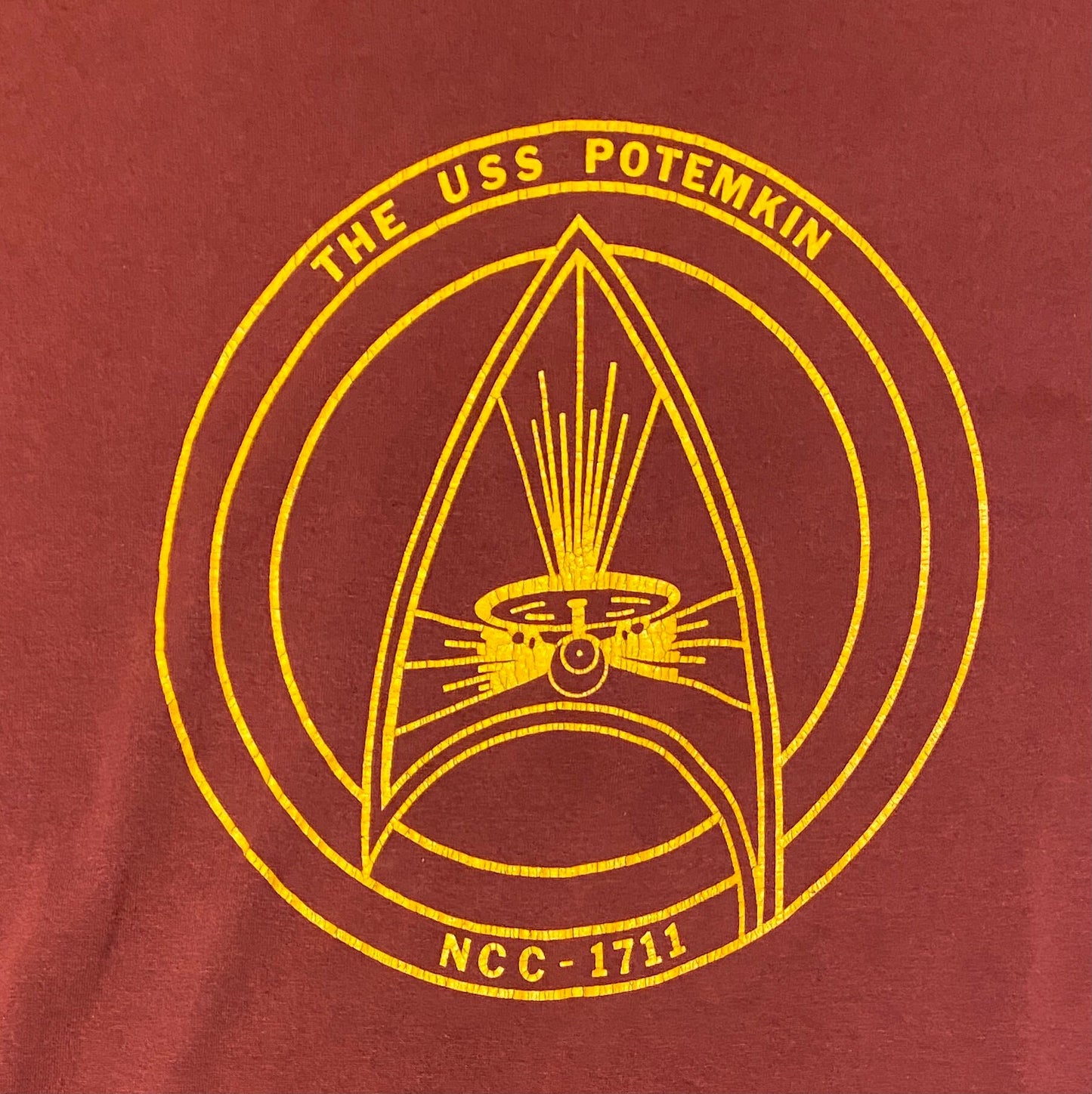 The US Potemkin NCC-1711 Graphic Tee | Size X-Large | Vintage 1990s Single Stitch Red T-Shirt | Made in USA | Free Shipping to America |