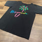 Hawaii Palm Tree Graphic Tee | One Size Fits All | Vintage 1990s Single Stitch Colourful Tourist Black T-Shirt | Free Shipping to USA |