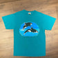 Sea World Dolphins Graphic Tee | Size Large | Vintage 1990s Aquatic Animal Blue T-Shirt | Sea World Orlando | Free Shipping to USA |