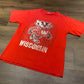 Wisconsin Badgers Graphic Tee | Size Large | Vintage 1990s College Sports Red T-Shirt | Nutmeg Branded | Free Shipping to USA |