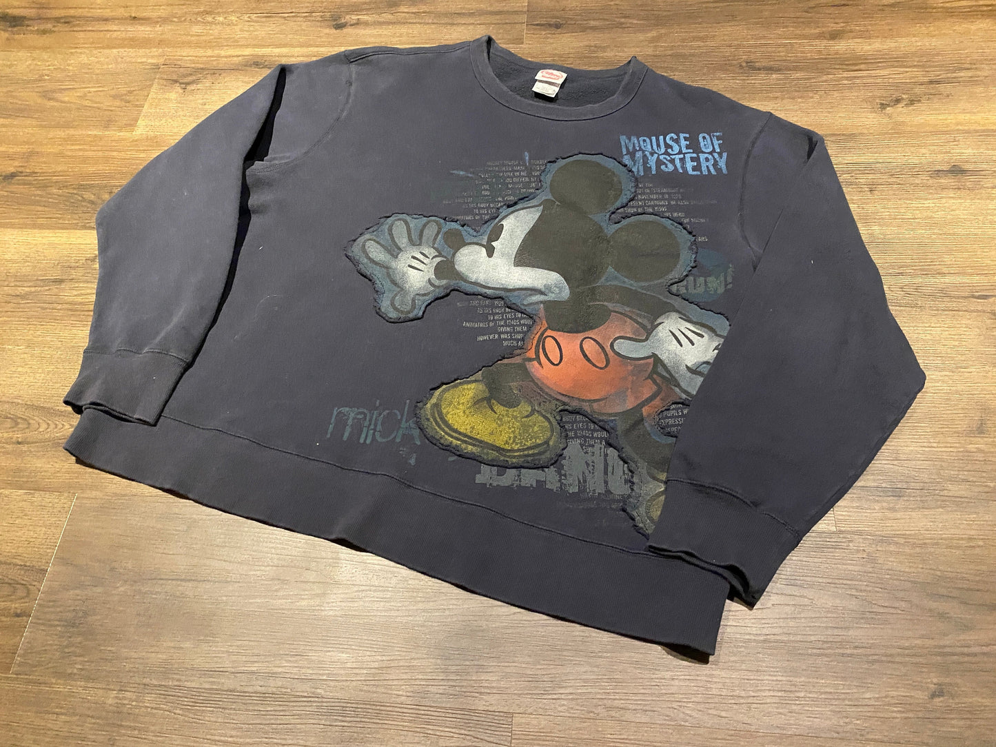 Mickey Mouse Graphic Crewneck | Size XXL | Vintage 1990s Blue Cartoon Promotional Sweater | Free Shipping to USA |