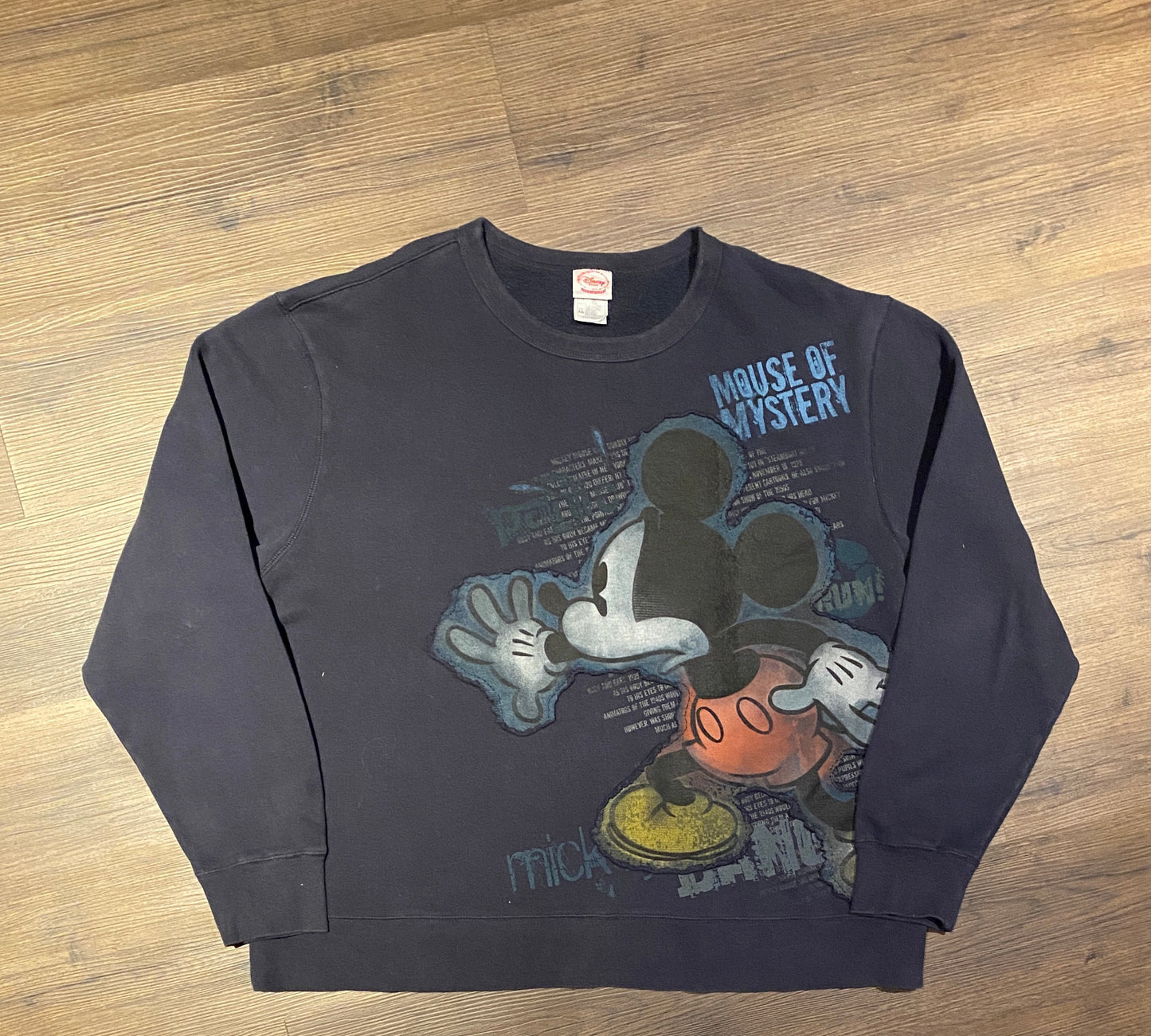 Mickey Mouse Graphic Crewneck | Size XXL | Vintage 1990s Blue Cartoon Promotional Sweater | Free Shipping to USA |