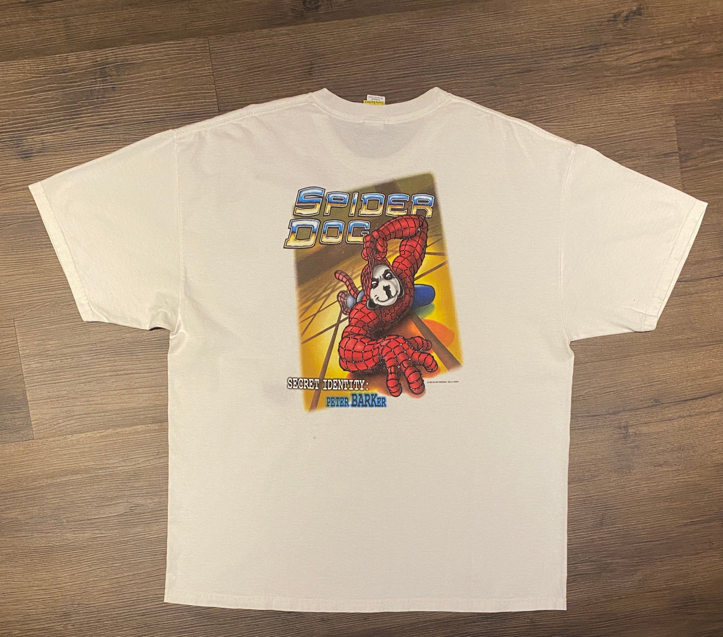 Big Dogs "Spider Dog" Graphic Tee | Size XL | Vintage 2000s Cartoon Dog White T-Shirt | Spiderman Peter Barker Spoof | Free Shipping to USA|