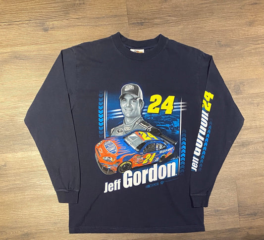 Jeff Gordon Dupont Motorsport NASCAR Racing Graphic Tee | Size Medium | Vintage 2000s Racing Blue Long Sleeve T-Shirt |Free Shipping to USA|