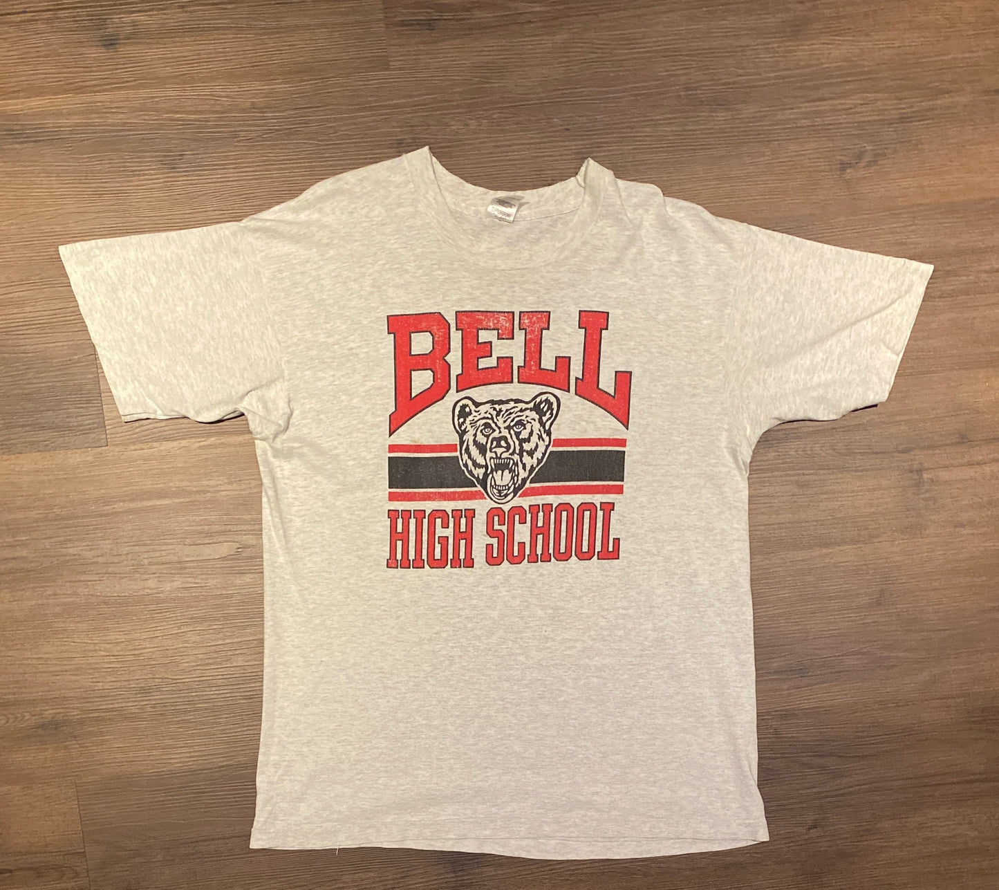 Bell Bruins High School Graphic Tee | Size Large | Vintage 1990s Grey Single Stitch T-Shirt | Ottawa, Canada | Free Shipping to USA |