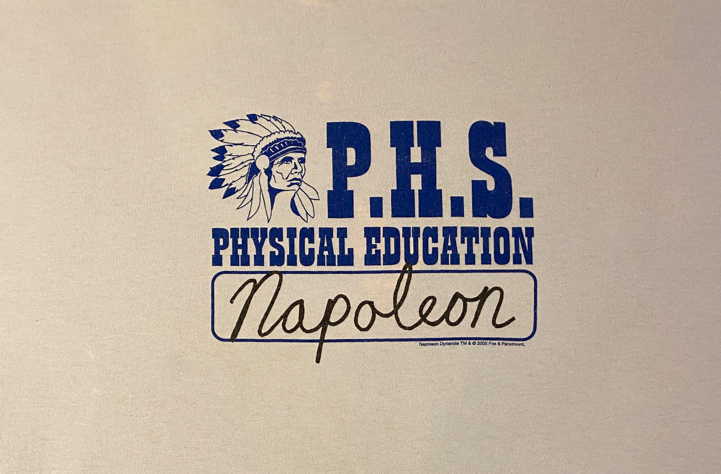 Napoleon Dynamite Preston High School Phys. Ed Graphic Tee | Size Large | Vintage 2000s Comedy Movie Blue T-Shirt | Free Shipping to USA |