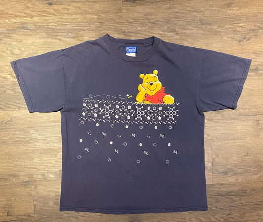 Disney Winnie the Pooh Graphic Tee | Size XL | Vintage 2000s Retro Cartoon Blue T-Shirt | 100% Cotton | Free Shipping to USA |