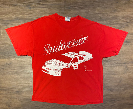 Dale Earnhardt Jr Budweiser NASCAR Graphic Tee | Size XX-Large | Vintage 2000s NASCAR Racing Red T-Shirt | Free Shipping to America |