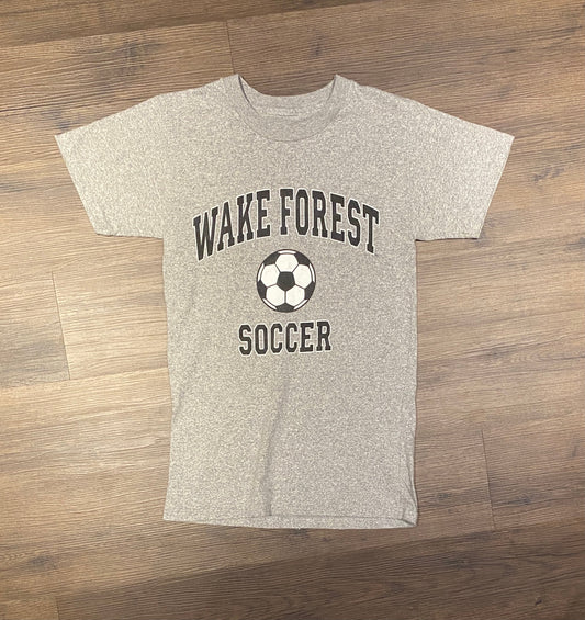 Wake Forest Demon Deacons Soccer Graphic Tee | Size Small | Vintage 1990s College Grey T-Shirt | Made in USA | Free Shipping to USA |