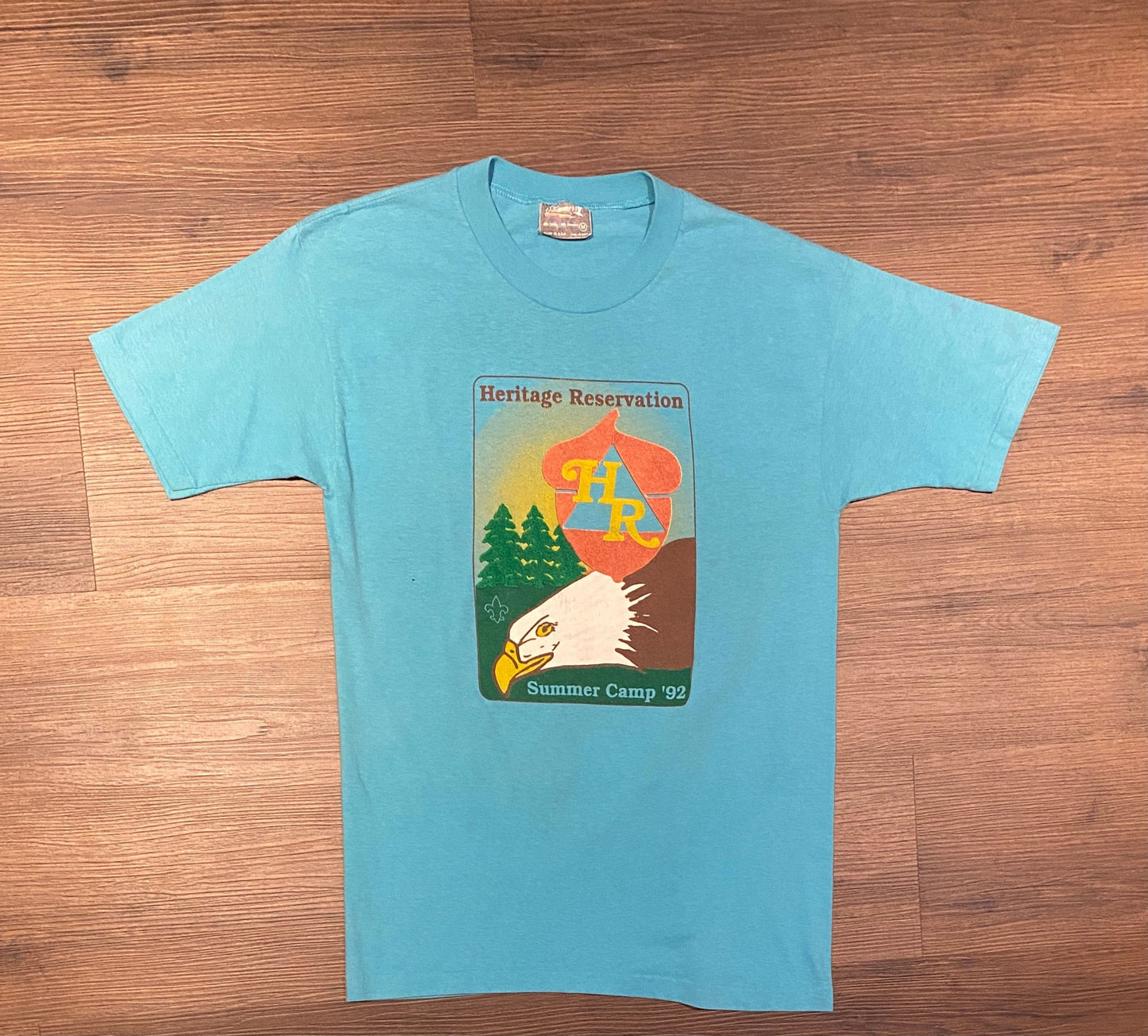 Heritage Reservation Summer Camp 1992 Graphic Tee | Size Medium | Vintage 1990s Single Stitch Blue T-Shirt | Free Shipping to USA |