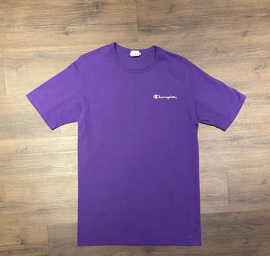 Champion Spell Out Embroidered Graphic Tee | Size Large | Vintage 2000s Branded Purple T-Shirt | Small Logo Champion | Free Shipping to USA|