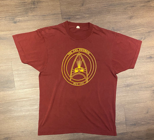 The US Potemkin NCC-1711 Graphic Tee | Size X-Large | Vintage 1990s Single Stitch Red T-Shirt | Made in USA | Free Shipping to America |