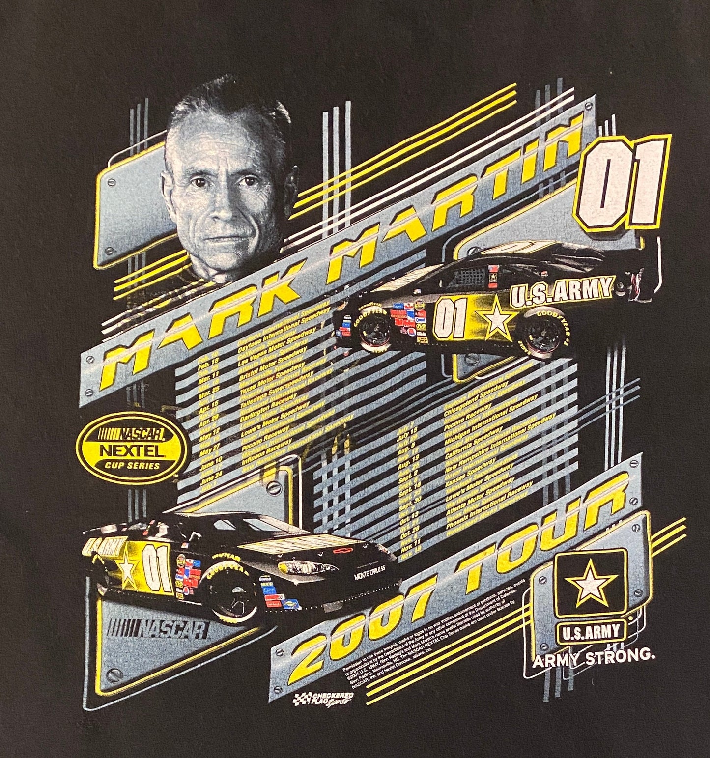 Mark Martin NASCAR Nextel Cup Series Graphic Tee | Size Large | Vintage 2000s NASCAR Racing Black T-Shirt | Free Shipping to USA |