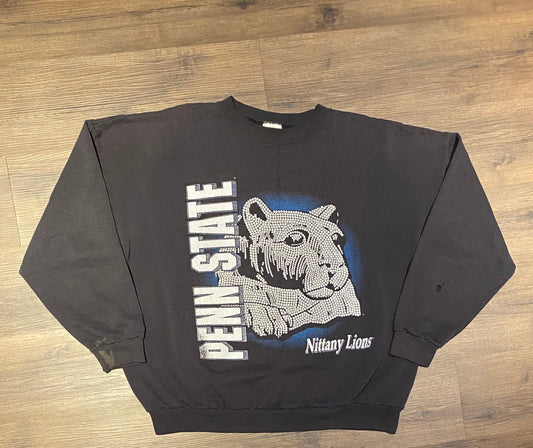 Penn State Nittany Lions Graphic Crewneck | Size XXXL | Vintage 1990s Blue College Sports Sweater | Tultex Tag | Free Shipping to USA |