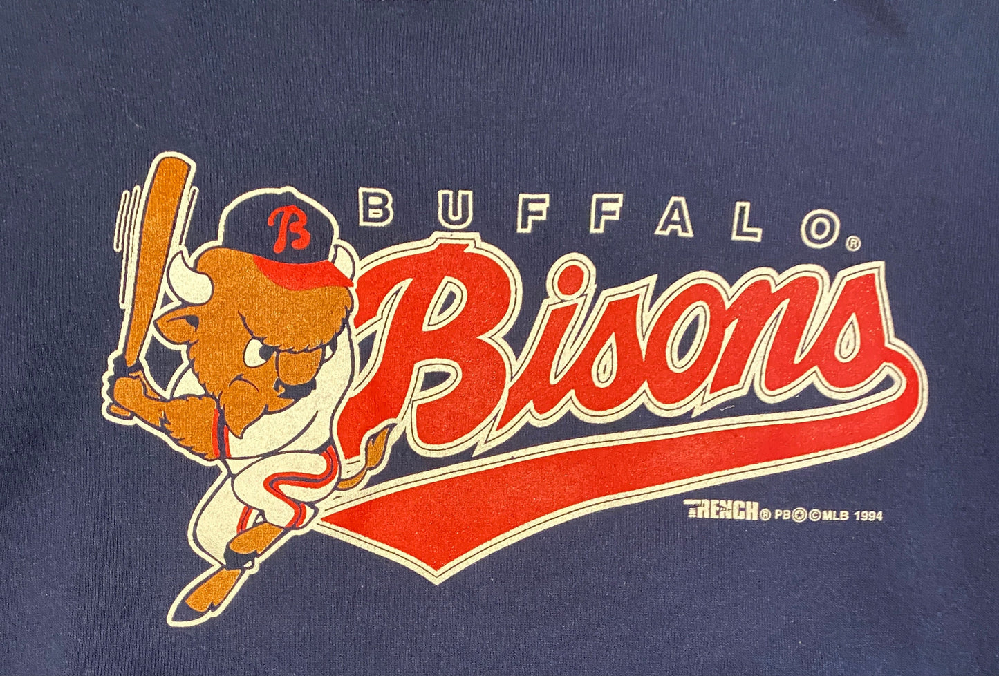 Buffalo Bisons MLB Affiliate Graphic Crewneck | Size Youth Large | Vintage 1990s Pirates Affiliate Blue Sweater | Free Shipping to USA |