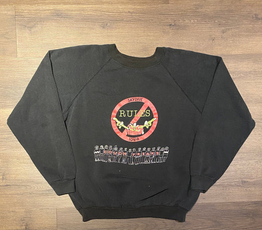 The Des Moines Skydivers (The Couch Freaks) Graphic Crewneck | Size XL | Vintage 1990s Black Sweater | Free Shipping to USA |