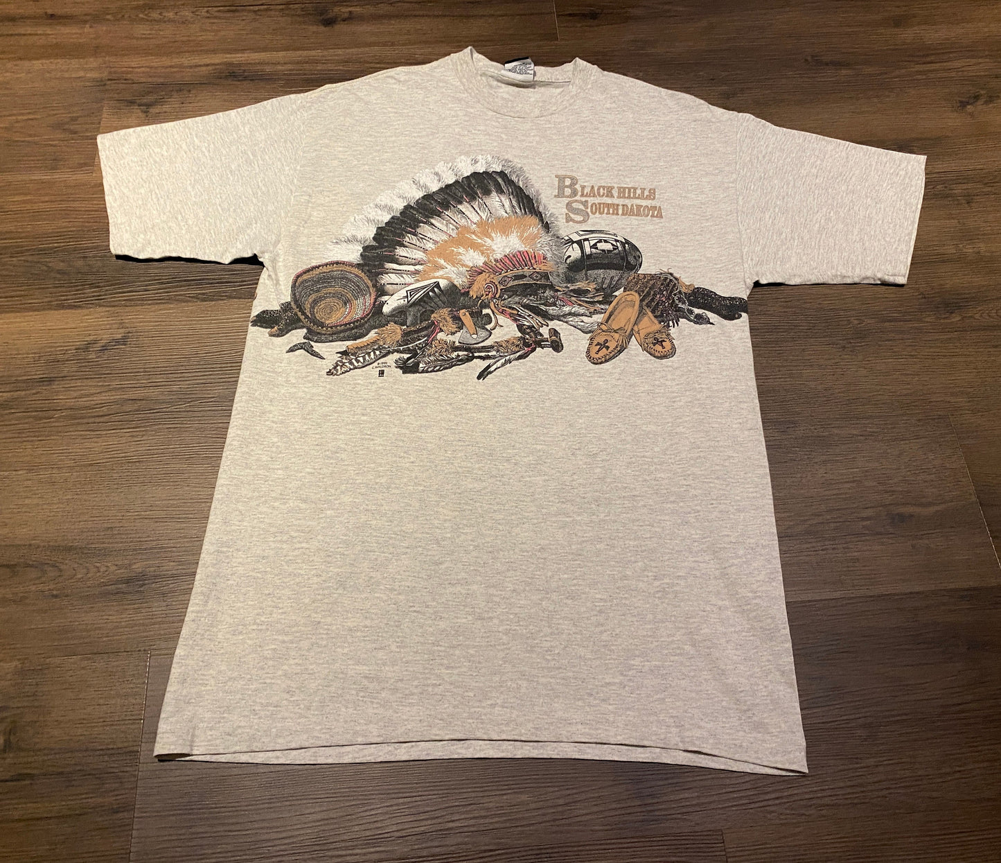 Black Hills, South Dakota Scenic Graphic Tee | Size Large | Vintage 1990s Single Stitch Tourist Grey T-Shirt | Free Shipping to USA |