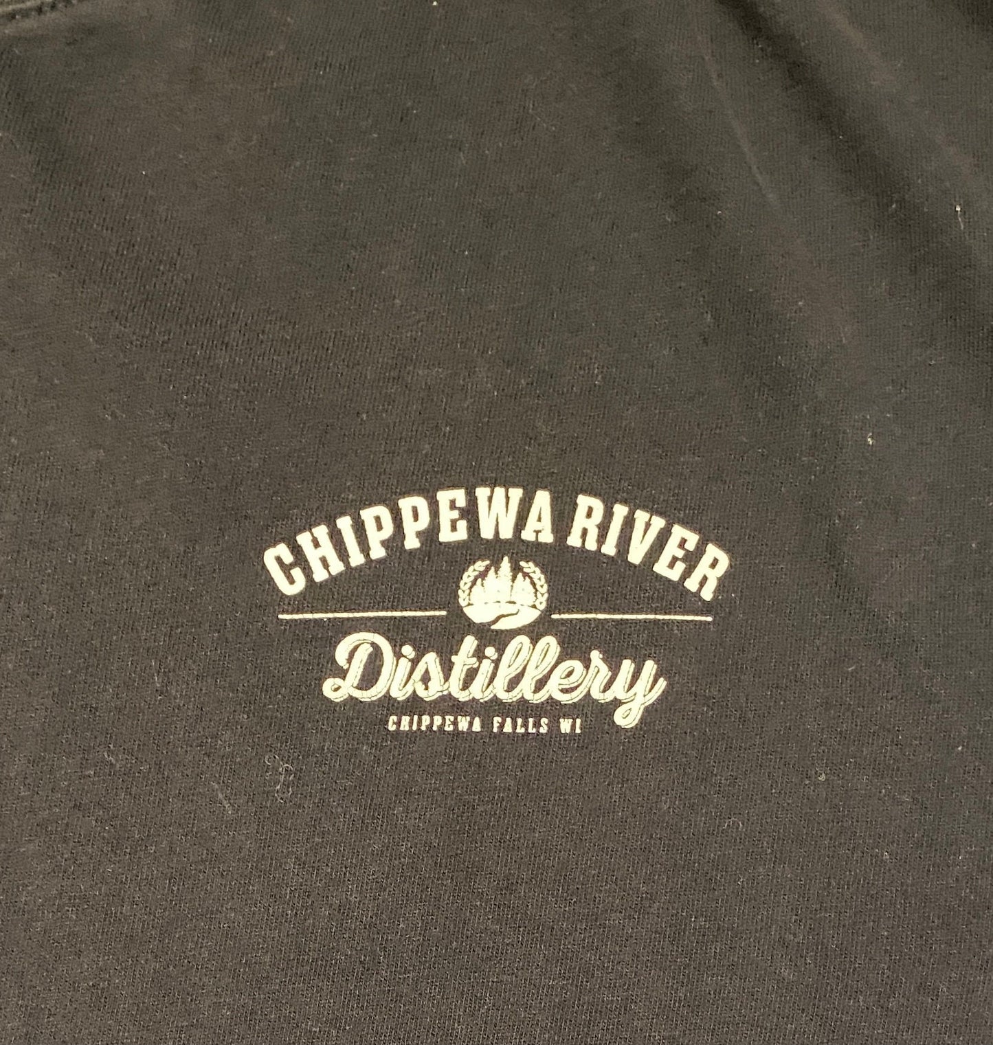 Chippewa River Distillery Graphic Tee | Size XXL | Vintage 2000s Alcohol Promotional Black Long Sleeve T-Shirt | Free Shipping to USA |