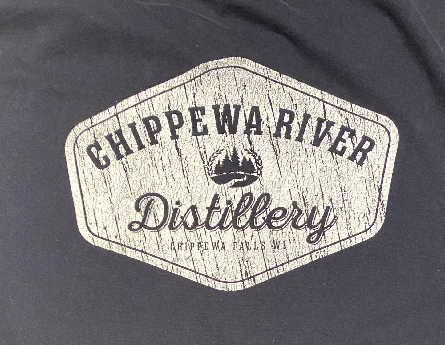 Chippewa River Distillery Graphic Tee | Size XXL | Vintage 2000s Alcohol Promotional Black Long Sleeve T-Shirt | Free Shipping to USA |