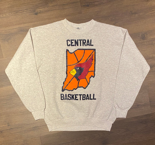 East Chicago Central High School Cardinals Basketball Graphic Crewneck | Size XL | Vintage 1990s High School Sweater | Free Shipping to USA|