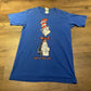 Cat In The Hat Dr. Seuss Graphic Tee | Size Bigger | Vintage 1990s Single Stitch Cartoon Character Blue T-Shirt |