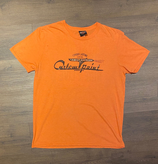 Harley Davidson Dover, Ohio Graphic Tee | Size Large | Vintage 2000s Biker Motorcycle Orange T-Shirt | Free Shipping to USA |