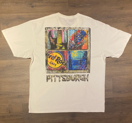 Hard Rock Cafe Pittsburgh, Pennsylvania Graphic Tee | Size XXL | Vintage 2000s Collectors White T-Shirt | Free Shipping to USA |