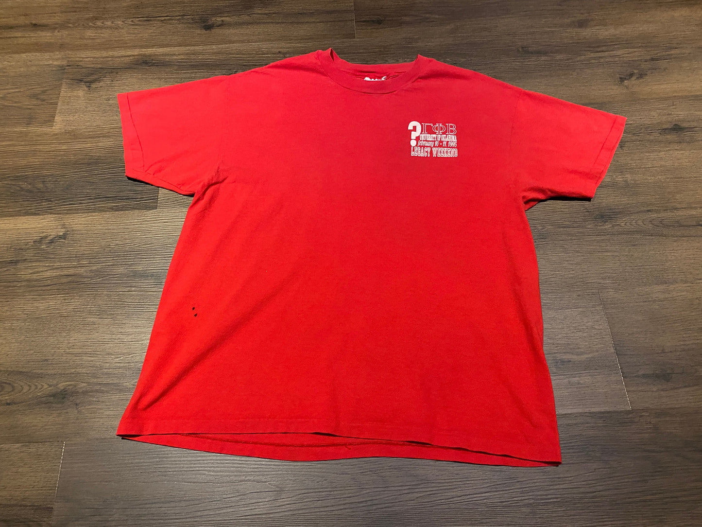 University Of Oklahoma Legacy Weekend Graphic Tee | Size XL | Vintage 1990s Single Stitch Red T-Shirt | Free Shipping to USA |