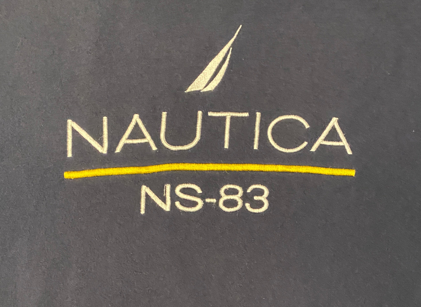Nautica Spell Out Embroidered Logo Graphic Tee | Size Large | Vintage 1990s Branded Blue T-Shirt | Free Shipping to USA |